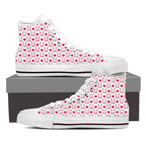 Bunny face and hearts women canvas shoes