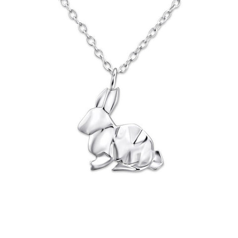 Origami Sterling silver rabbit necklace