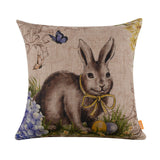 Happy Easter Bunny Linen Cushion Covers